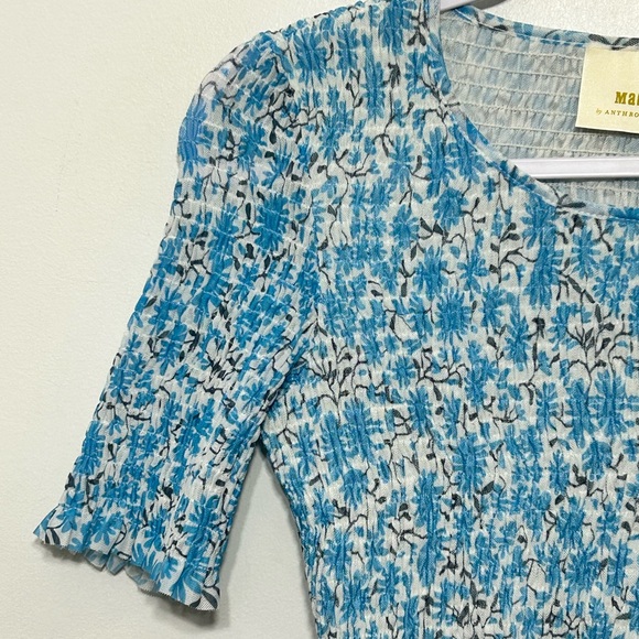 Maeve Anthropologie Ashton Smocked Peplum Blouse Cottagecore Peasant Floral - Picture 6 of 10